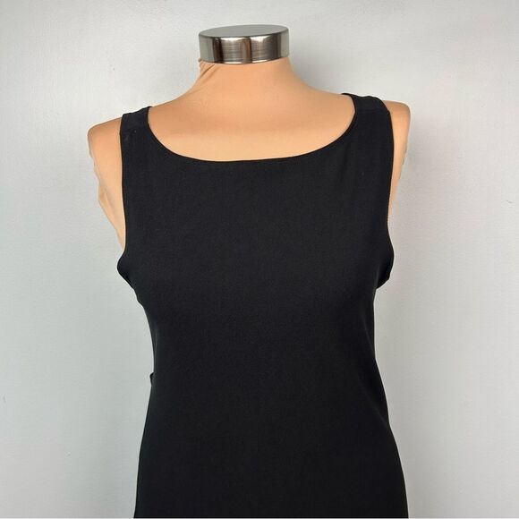 PS Per Seption Little Black Dress Vintage Knee Length Open Cross Over Back Sz L - Picture 11 of 13